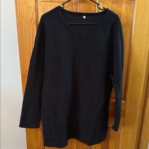 #61 - Black V-Neck Fleece Sweater with Long Sleeves